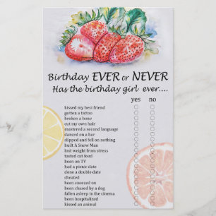 Strawberry Birthday ever or never game