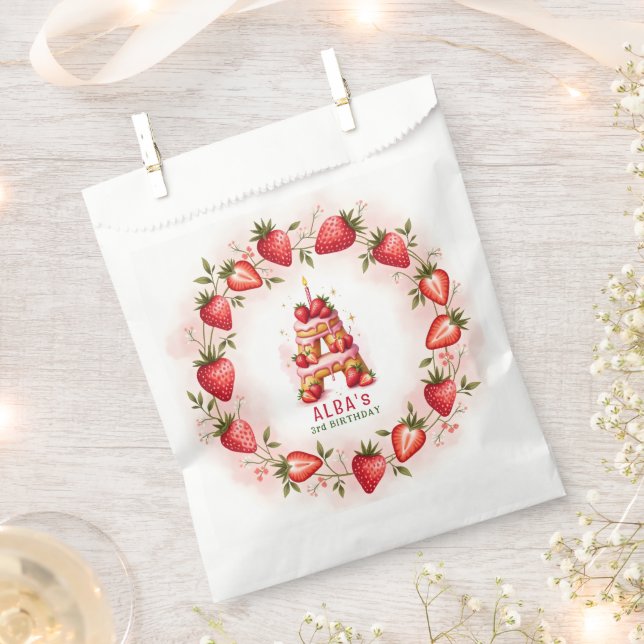 Strawberry Birthday Favour Bag Letter A Cake (Clipped)