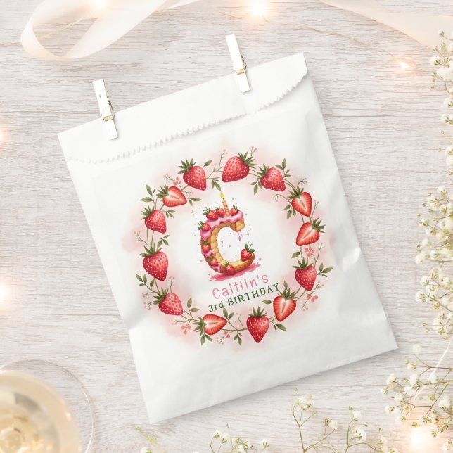 Strawberry Birthday Favour Bag Letter C Cake (Clipped)