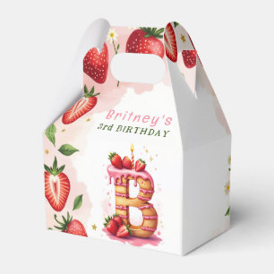 Strawberry Birthday Favour Box Letter B Cake
