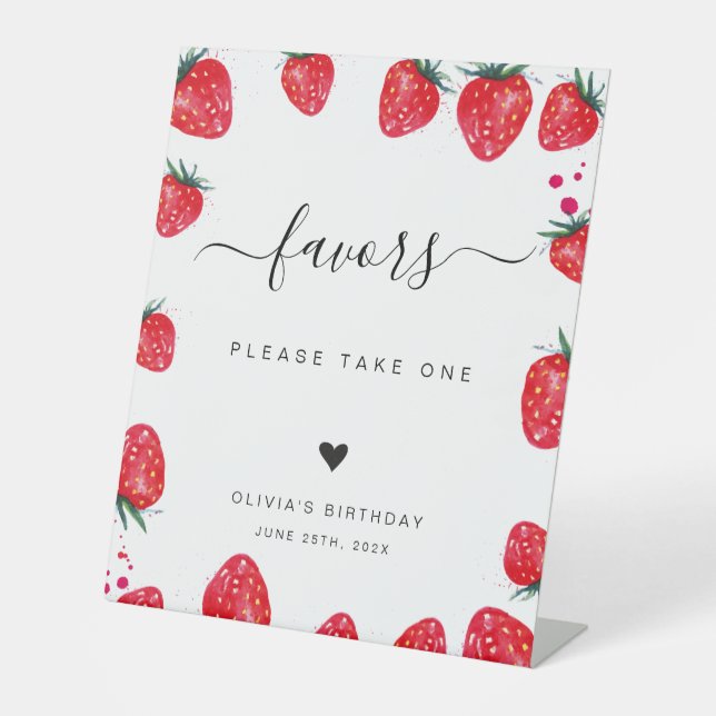 Strawberry Birthday Favours Sign (Front)