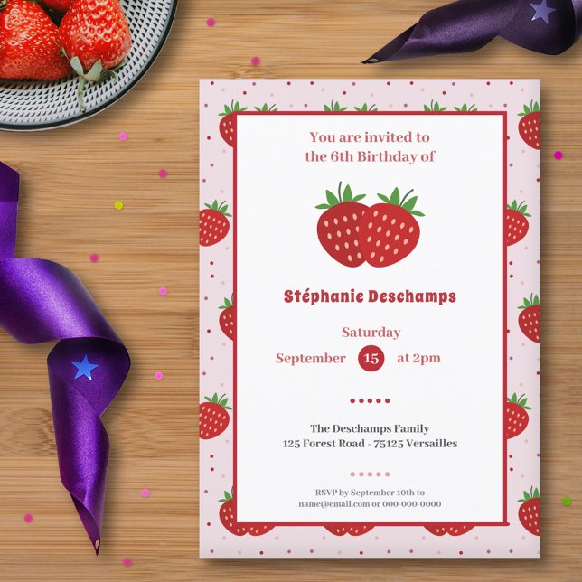 Strawberry Birthday Invitation (Strawberry Birthday Invitation)