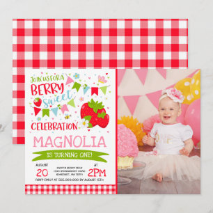 Strawberry Birthday Invitation Berry Sweet Party