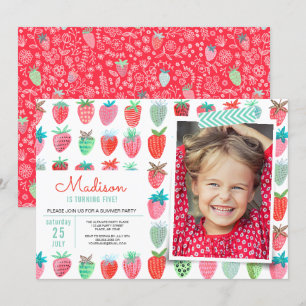 Strawberry Birthday Invitation Berry Sweet Party