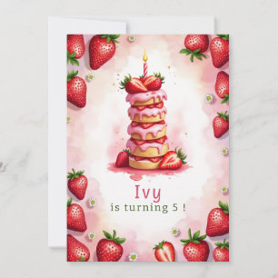 Strawberry Birthday Invitation Letter I Cake Theme