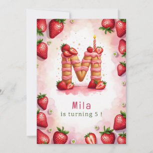 Strawberry Birthday Invitation Letter M Cake Theme