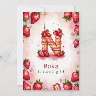 Strawberry Birthday Invitation Letter N Cake Theme