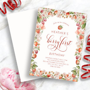 Strawberry Birthday Invitations