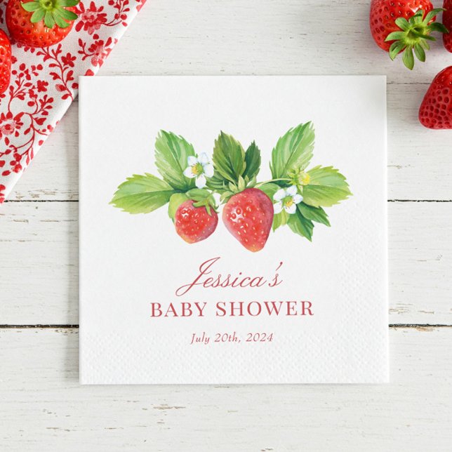 Strawberry Birthday or Shower Paper Napkin (Creator Uploaded)