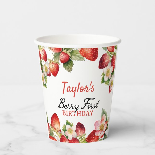 Strawberry Birthday Paper Cups (Back)
