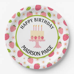 Strawberry Birthday Paper Plate