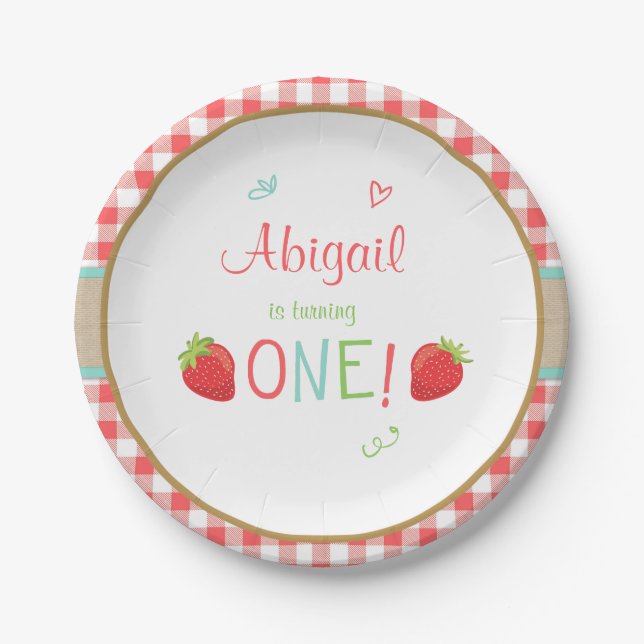 Strawberry Birthday Paper Plates Summer picnic (Front)