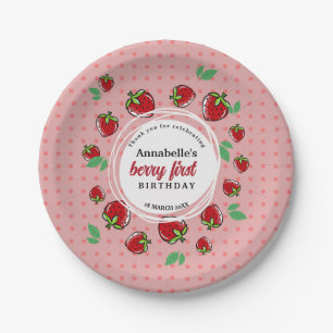 Strawberry Birthday Party Berry First Birthday  Paper Plate