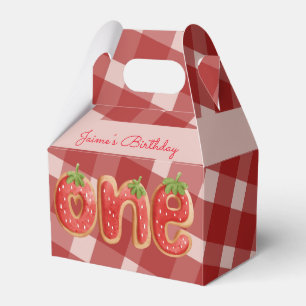 Strawberry Birthday Party Cookies Plaid Favour Box