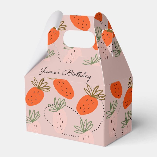 Strawberry Birthday Party Fruit Doodle Favour Box (Front Side)