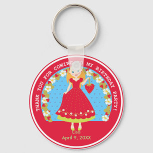 Strawberry Birthday Party Girl Key Ring