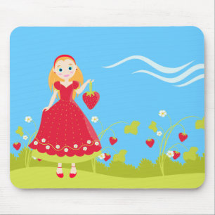 Strawberry Birthday Party Girl Mouse Mat