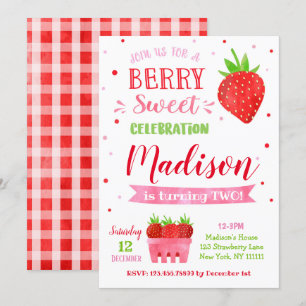 Strawberry Birthday Party Invitations