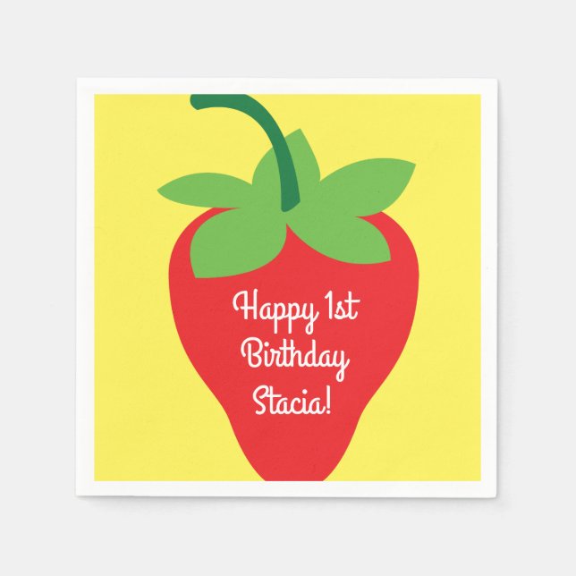 Strawberry Birthday Party Napkin (Front)