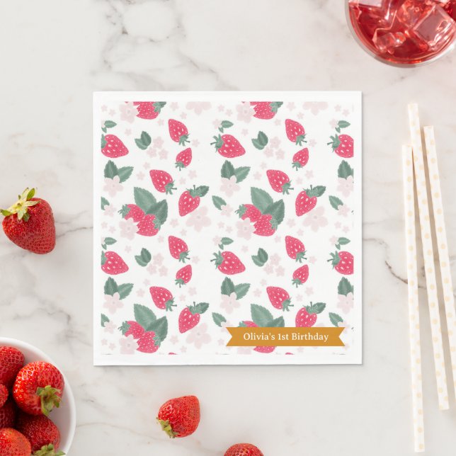 Strawberry Birthday Party Napkins – Summer Berry (Insitu)