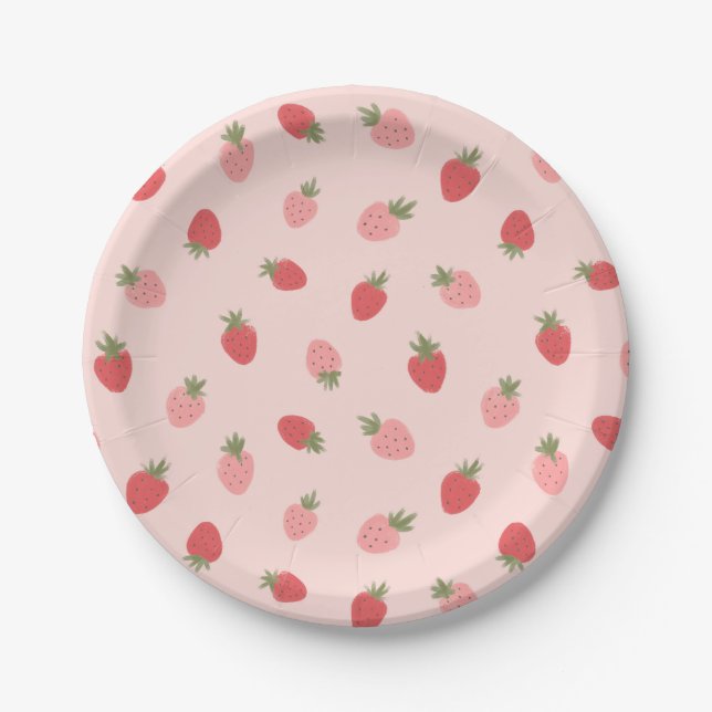 Strawberry Birthday Party Paper Plate (Front)