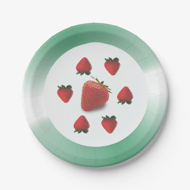  Strawberry Birthday Party Paper Plate (Front)