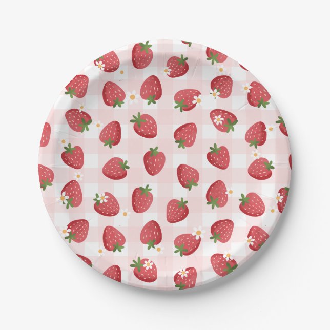 Strawberry Birthday Party Paper Plate (Front)