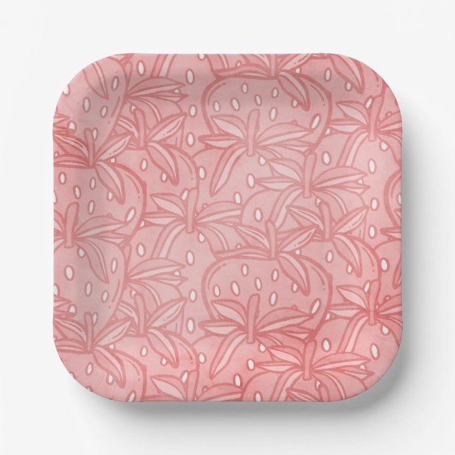 Strawberry Birthday Party Paper Plates (Front)