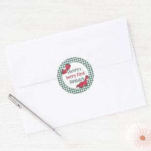 Strawberry Birthday Party Stickers or Favour Label
