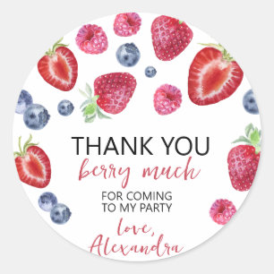 Strawberry Birthday Party Thank You Berry Much Classic Round Sticker