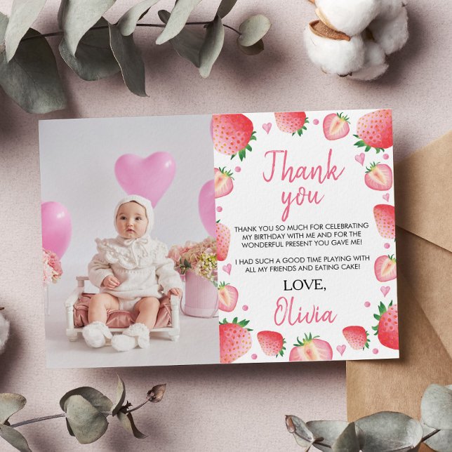 Strawberry Birthday Party Thank You Card (Creator Uploaded)