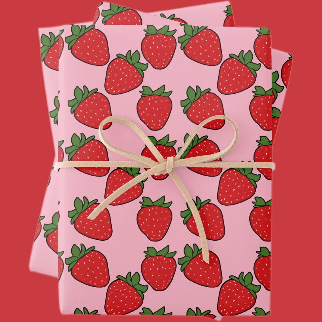 Strawberry Birthday Party Theme  Wrapping Paper Sheet (Creator Uploaded)