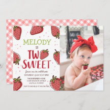 Strawberry Birthday Party • Two Sweet Invitation