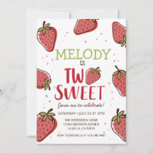 Strawberry Birthday Party • Two Sweet Invitation