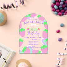 Strawberry Birthday Pastel Invitation card