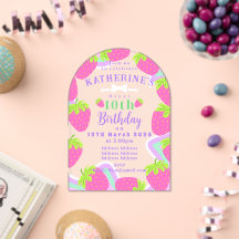 Strawberry Birthday Pink Invitation card