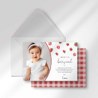 Strawberry Birthday Thank You Card Berry Sweet