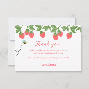 Strawberry Birthday Thank you Note Card