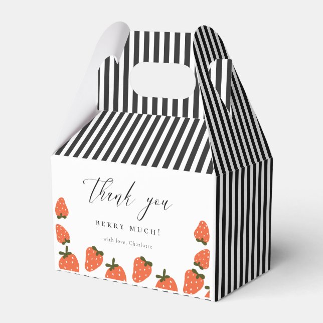 Strawberry Birthday Theme Thank You Favour Box (Front Side)