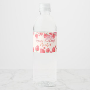 Strawberry Birthday Water Bottle Label