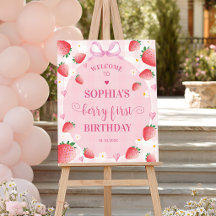 Strawberry Birthday Welcome Sign Berry First