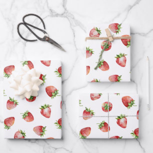Strawberry Birthday Wrapping Paper Sheet