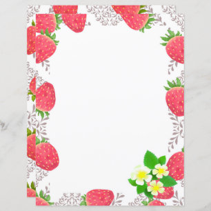 Strawberry Blank White Stationery Paper