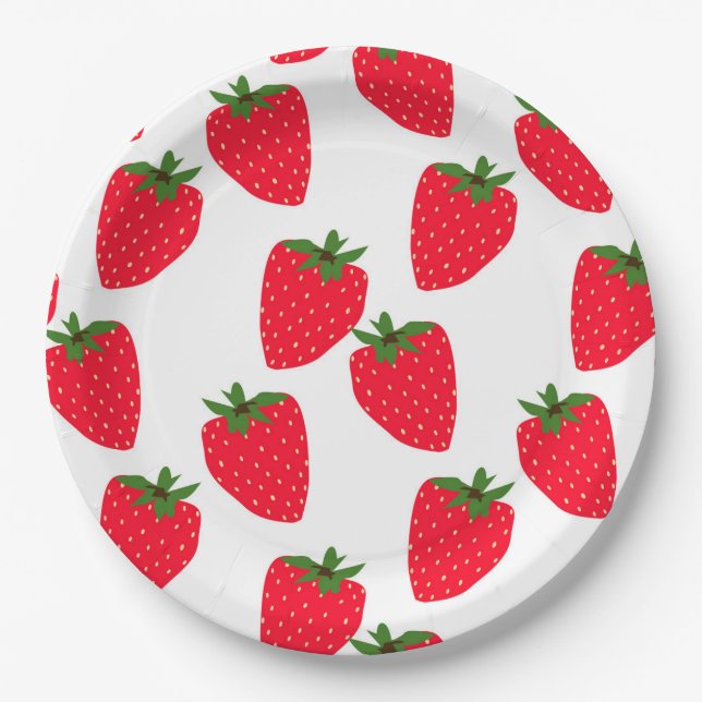 Strawberry bliss, fresh fruit pattern paper plate (Front)