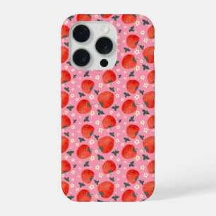 Strawberry Bloom Pattern iPhone 15 Pro Case