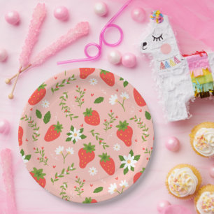 Strawberry Blossom Party Paper Plate