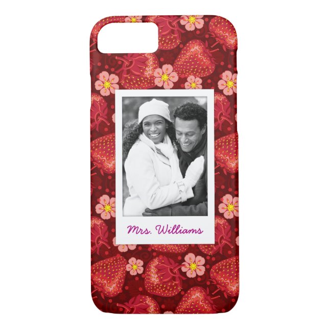 Strawberry Blossom Pattern | Monogram Case-Mate iPhone Case (Back)