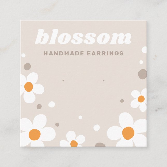 Strawberry blossom retro font neutral earring card (Front)
