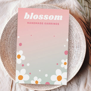 Strawberry blossom retro font pink earring card