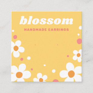 Strawberry blossom retro font yellow earring card